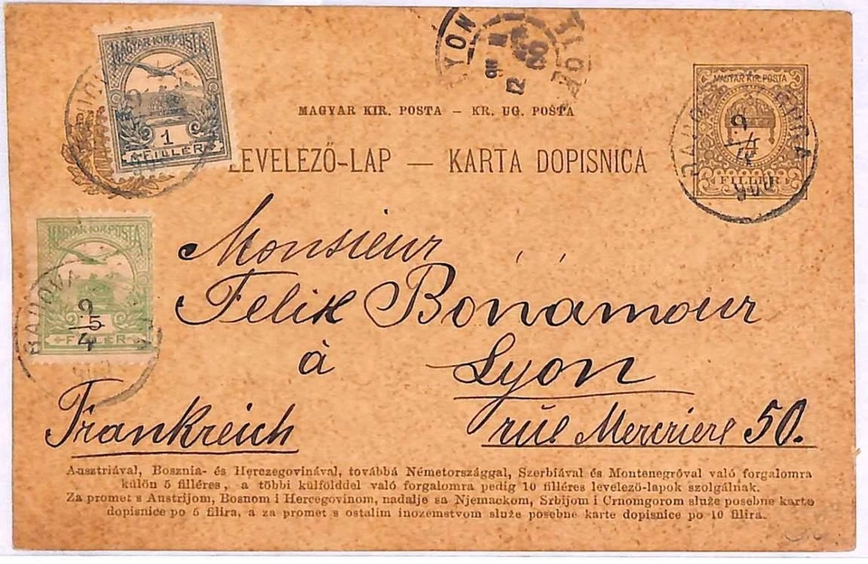 ai2215 - Hungary CROATIA - Postal History - STATIONERY ACRD from GARESNICA 1900 - Image 1 of 1