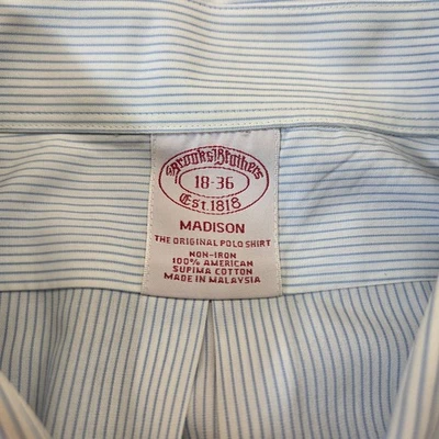 Brooks Brothers MADISON Regular-Fit Non-Iron Plaid Dress Shirt Blue 18-36 - Image 1 of 4