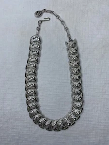 Chunky Statement Necklace Silver Link Chain Marked CMN 8" Long 3/4" Wide - Picture 1 of 7