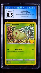 Chikorita Confetti Holo 2/25 McDonalds Sammlung NM/Mint+ CGC 8.5 2021 Stamped - Bild 1 von 3