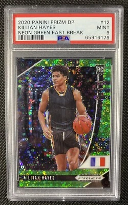 2020 Prizm Draft Picks Killian Hayes Neon Green Fast Break Rookie /5 #12 PSA 9 - Image 1 of 2