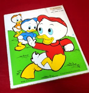 Playskool Walt Disney Huey Dewey and Louie Wooden Puzzle Complete w Wear - Picture 1 of 2