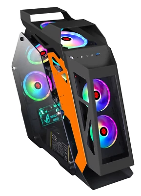 Gaming PC Case – RGB Mid Tower M-ATX with Tempered Glass Front Panel - UK Stock - Image 1 of 4
