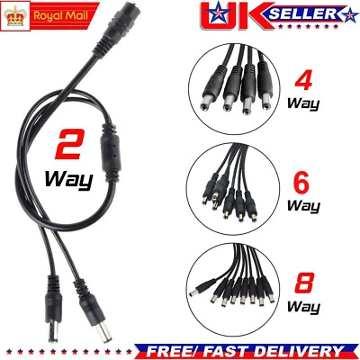 2 4 6 8 Way CCTV DC Power Splitter Adapter Cable For 12V 9V PSU Security Camera - Image 1 of 4