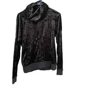 Suéter para mujer Betsey Johnson Performance negro terciopelo triturado cuello capucha talla M - Imagen 1 de 8