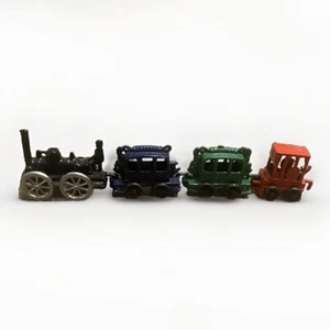 Vintage Metal Miniature Train Black, Red, Green, Blue. Lot Of 4, 1 Inch Each - Picture 1 of 17