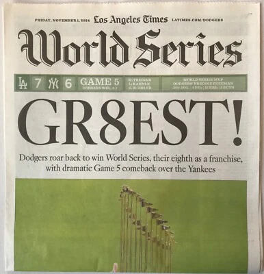 (NUEVO) Los Angeles Times: ¡Los Dodgers ganan la Serie Mundial 2024!! Foto 1 de 4