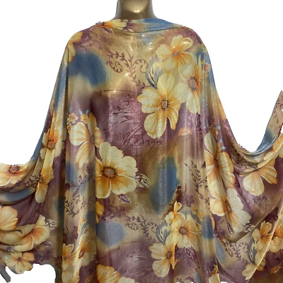 CHEAPEST FABRICS UK Silky Chiffon Organza Large Floral Print Dress/Craft/Curtains Fabric*FREE P&P*