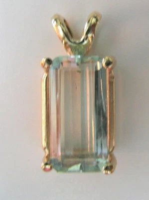 Collar Aguamarina Oro 14k Raro (10.5 X 4 MM) Corte Esmeralda Certificado Natural Foto 1 de 2