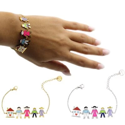 Bracciale Donna Acciaio Con Ciondoli Famiglia Bracciale Family Colorato Unisex  - Immagine 1 di 4