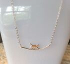 FUN NEW Cute Walking Cat Chain Necklace 925 Sterling Silver 16 in L w 2 1/2 Exte
