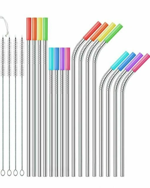 StrawExpert Stainless Steel Straws - Set of 16