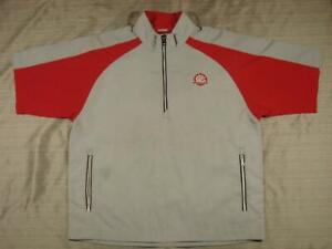Men's FootJoy Half-Zip Short Sleeve Wind Shirt Medium M red/gray