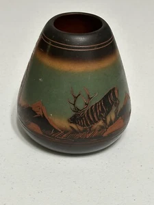 Native American Handmade Signed Elk 2007 Dine Little Ceramic Vase Pottery - Picture 1 of 8