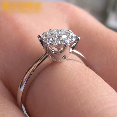 1ct Engagement Daisy Flower CZ Band Women 925 Silver Wedding Party Ring Size 4-9 - image 1 of 4