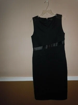 Vestido negro para mujer Thalia Sodi cuello en V imitación cuero acento sin mangas talla M Foto 1 de 4