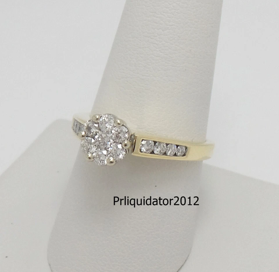 Anillo de compromiso de boda de aniversario de diamantes naturales de 3/4 quilates de oro amarillo de 10 quilates Foto 1 de 4