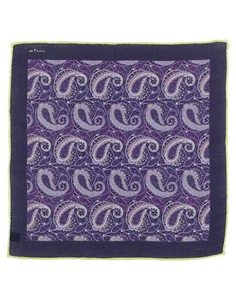 New Kiton Napoli Cashmere Silk Pocket Square Paisley Purple 15.5" X 15.5" - Picture 1 of 1