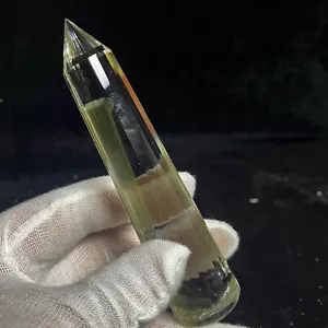 4.9” High Quality Natural clear Crystal Vogel 24 Sided Point Green Ghost Quartz - Picture 1 of 12