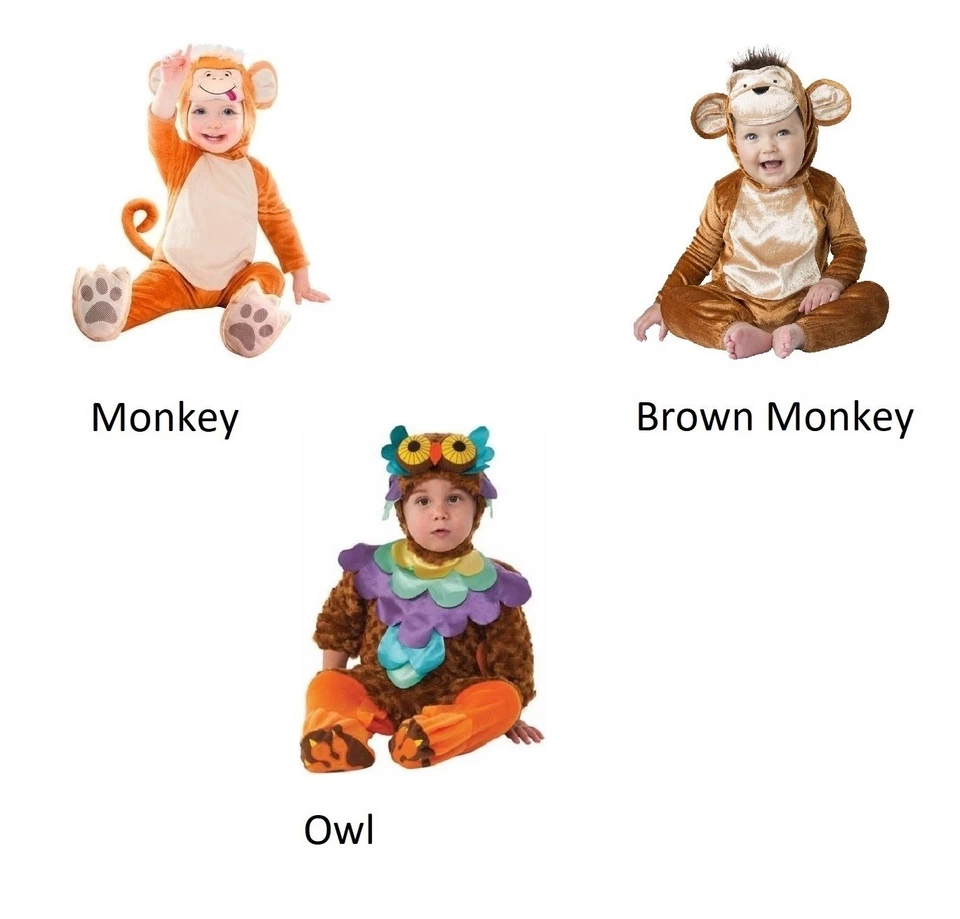 Детский костюм для Хэллоуина размер 0/6 или 6/12 месяцев обезьяна или сова мальчик или девочка - Изображение 1 из 1