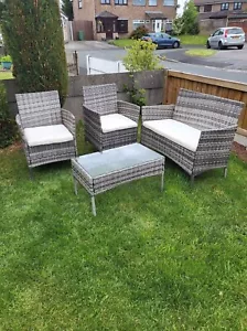 More details for garden rattan furniture 4 piece set table chairs sofa wicker outdoor patio set