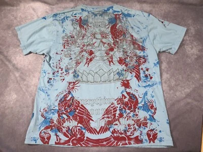 Camiseta Rebel Lord Y2K Buda Estrás Valiente Azul Rojo AOP Talla XL Foto 1 de 4