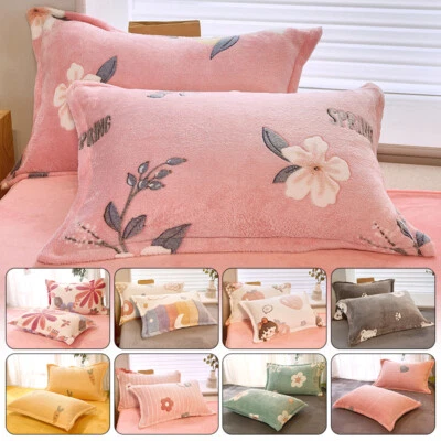 Funda de almohada floral de franela cálida de invierno con dibujos animados ropa de cama 48*74 cm Foto 1 de 4