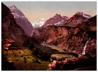 Glarus. Obort mit Blick auf Schreienbach, Tödi und Selbsanft. vintage print ph
