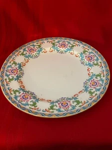 Minton RN 566884 9” Luncheon Salad Plate Aqua Green Multi Scrolls Floral England - Picture 1 of 7