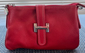 NWT Red Leather Clutch, Shoulder, Handbag Borse in Pelle Made in Italy - Picture 1 of 8