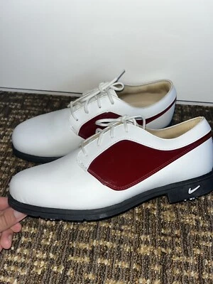 NEW Vintage Women's Nike Verdana Leather Golf Cleats Spike Shoes Size 9 White - Imagem 1 de 4