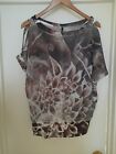 Quiz Ladies Floral Blouse Top Sheer Short Sleeve Size Large Chiffon 