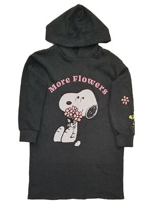 Vestido Peanuts Girls Snoopy Woodstock cinza e rosa mais flores com capuz - Imagem 1 de 2