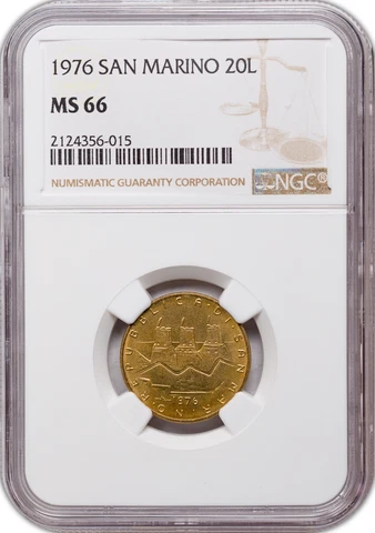 1976 SAN MARINO 20 LIRE HANDS NGC MS 66 FINEST KNOWN ~~ Cover