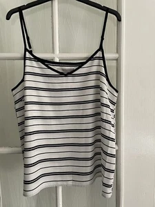 BNWOT Women’s Black & White Vest Top Summer Blouse Tank Cami T-Shirt UK Size 14 - Picture 1 of 6