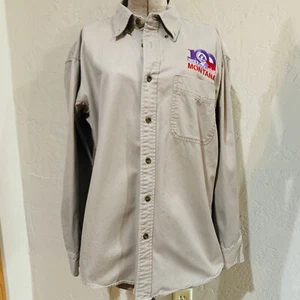 Cabelas Canvas Shirt Mens Beige Hunting Utility Button Field Long Sleeve M - Picture 1 of 10
