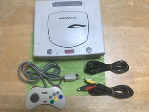 Sega Saturn Console White w/s Controler Set HST-3220 Used Japan Import F/S - Picture 1 of 15