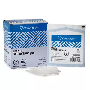 CareStock 8-Ply Gauze Sponge Sterile 4 x 4" 50 Box(es) 2  per Box - Picture 1 of 5