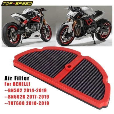Filtro limpiador de admisión de aire rojo de alto flujo para motocicleta para BENELLI BN502R TNT600  Foto 1 de 4