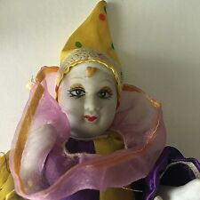 Vtg Halloween Clown Ceramic Porcelain Head/Limbs w/Cloth Body 7"Collectibles 1-5