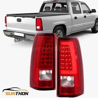 For 2003-06 Chevy Silverado 1500 2500 3500 LED Tail Lights Red Rear Brake Lamps - Image 1 of 4