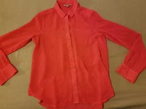 Womens American Eagle Outfitters Dress Shirt M Medium Orange Button Blouse - Picture 1 of 5