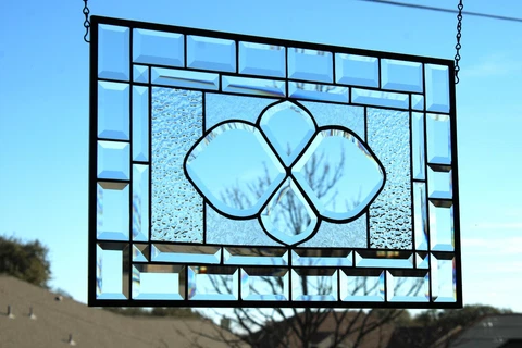 Clear Beveled Stained Glass Panel, Window HMD-US-≈20 1/2" x  14 1/2" Cover
