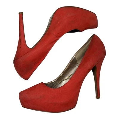 Y2K Torrid Coral Suede Platform Pumps - Image 1 of 4