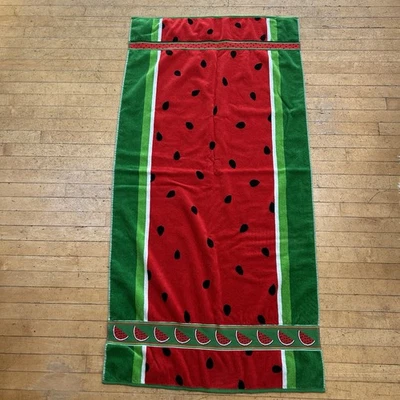 Vintage TerriSol Watermelon Beach Towel Terrycloth Cotton 90s Large - Image 1 of 4