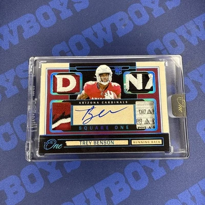 2024 Panini One Trey Benson RPA Square One Autos 4/5  Platinum #73 laundry tag ￼ - Image 1 of 2