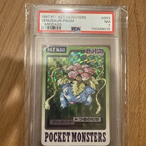 Pokemon 1997 Japanese Pocket Monsters Carddass #003 VENUSAUR Prism PSA 7 NM - Picture 1 of 2