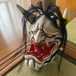 Japanese Traditional Noh Mask Omen Kabuki 710-A44 - Picture 1 of 8