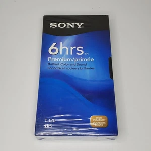 Sony Premium 6 Hour Blank VHS Single New Sealed T-120 VCR Videocassette - Picture 1 of 3