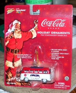 JOHNNY LIGHTNING WHITE LIGHTNING 1965 VOLKSWAGEN SAMBA BUS COCA-COLA ORNAMENTS - Picture 1 of 5